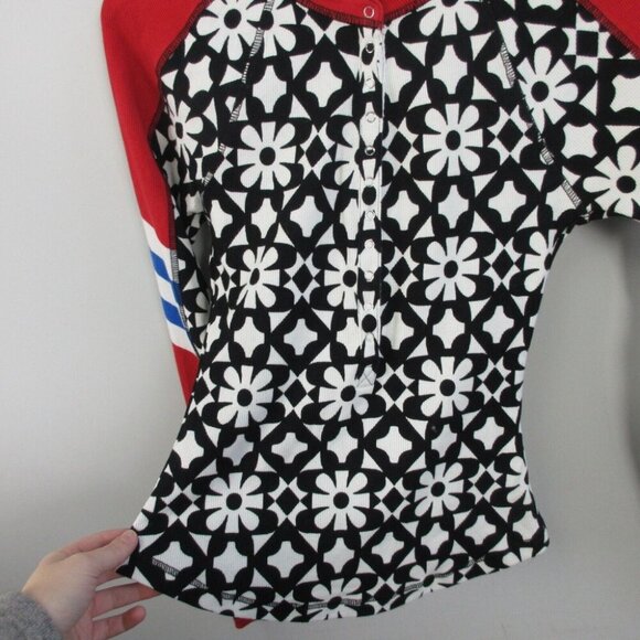 FP Movement Kick Off Printed Layer Top Women M Aspen Onyx Combo Henley Skii 246 - Picture 8 of 11